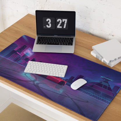 Ferrari 458 Italia Inspired Widebody Red Purple Vaporwave Gaming Mouse Pad – Neon Japanese Cyber City Desk Mat, Retro Futuristic Supercar Digital Art