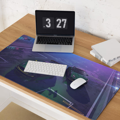 Aston Martin Vantage GT3 & DB12 Inspired Green Vaporwave Gaming Mouse Pad – Neon Racetrack Desk Mat, Moody Motorsport Digital Art