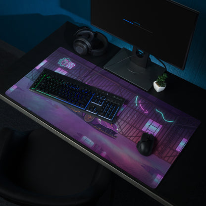 Aston Martin Valkyrie Inspired Purple Gold Vaporwave Gaming Mouse Pad – Neon Futuristic Garage Desk Mat, Cyberpunk Hypercar Digital Art