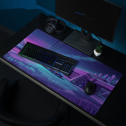 Lamborghini Revuelto Inspired Blue Purple Vaporwave Gaming Mouse Pad – Neon Futuristic Villa Desk Mat, Retro Synthwave Supercar Digital Art