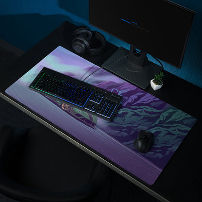 Hennessey Venom F5 Inspired Green Purple Vaporwave Gaming Mouse Pad – Neon Mountain Road Desk Mat, Futuristic Hypercar Digital Art