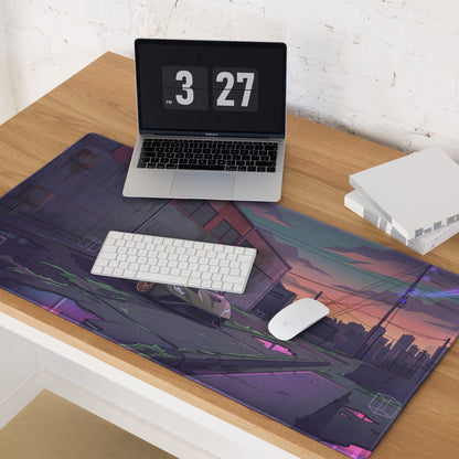 Lamborghini Huracán STO Inspired Gray Purple Vaporwave Gaming Mouse Pad – Neon Industrial Alley Desk Mat, Cyberpunk Supercar Digital Art