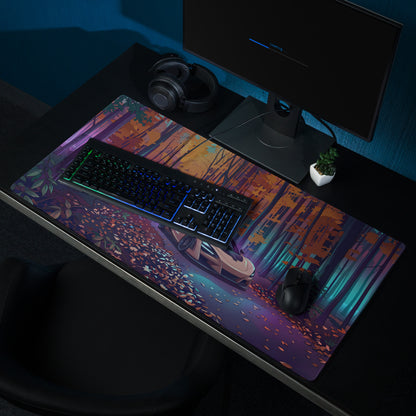 McLaren 765LT Inspired Champagne Purple Vaporwave Gaming Mouse Pad – Neon Autumn Forest Desk Mat, Retro Futuristic Supercar Digital Art