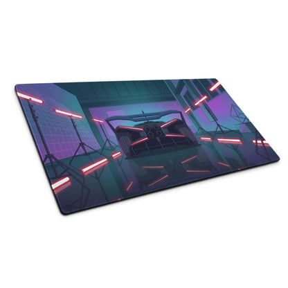 Bugatti Bolide Inspired Black Red Vaporwave Gaming Mouse Pad – Neon Futuristic Studio Desk Mat, Cyberpunk Hypercar Digital Art