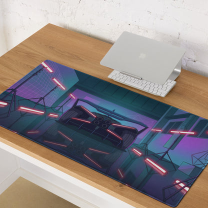 Bugatti Bolide Inspired Black Red Vaporwave Gaming Mouse Pad – Neon Futuristic Studio Desk Mat, Cyberpunk Hypercar Digital Art