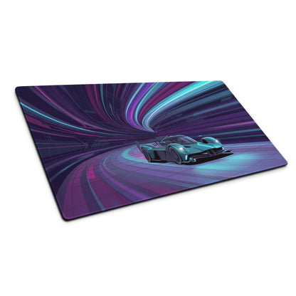 Aston Martin Valkyrie AMR Pro Inspired Teal Purple Vaporwave Gaming Mouse Pad – Neon Racing Tunnel Desk Mat, Futuristic Hypercar Digital Art