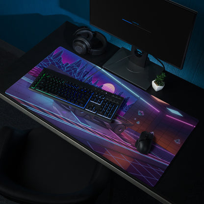 Bugatti Bolide Inspired Black Blue Vaporwave Gaming Mouse Pad – Neon Futuristic Garage Desk Mat, Cyberpunk Hypercar Digital Art