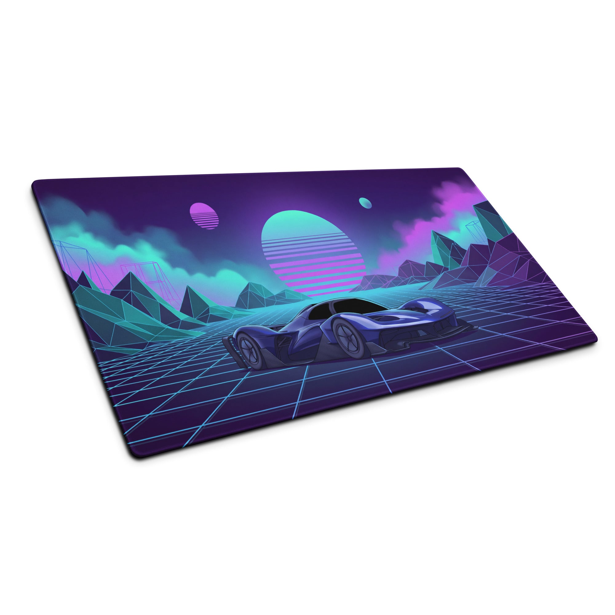Red Bull RB17 Inspired Blue Purple Vaporwave Gaming Mouse Pad – Neon Cyber Grid Desk Mat, Retro Futuristic Hypercar Digital Artwork