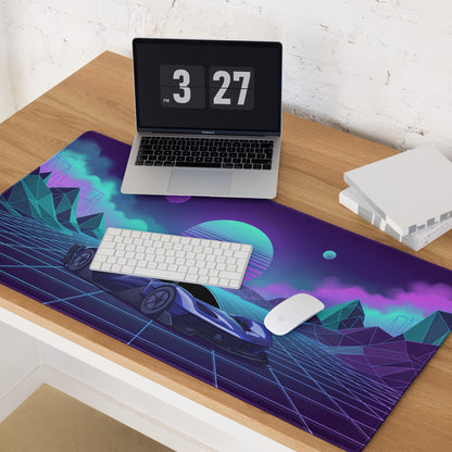 Red Bull RB17 Inspired Blue Purple Vaporwave Gaming Mouse Pad – Neon Cyber Grid Desk Mat, Retro Futuristic Hypercar Digital Artwork