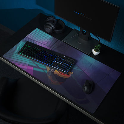Porsche 911 GT3 Inspired Yellow Teal Vaporwave Gaming Mouse Pad – Neon Garage Desk Mat, Moody Retro Futuristic Supercar Digital Artwork