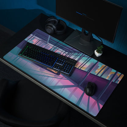 Ferrari 812 Superfast Inspired Yellow Pink Vaporwave Gaming Mouse Pad – Neon City Garage Desk Mat, Retro Futuristic Supercar Digital Artwork