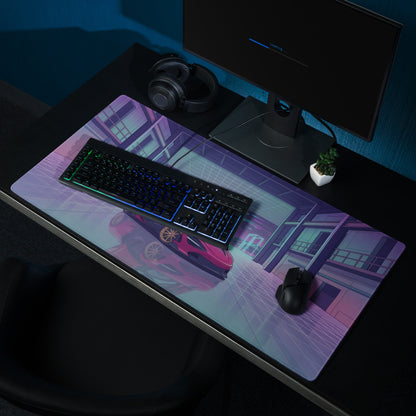 McLaren 720S Inspired Red Purple Vaporwave Gaming Mouse Pad – Neon Sunset Garage Desk Mat, Retro Futuristic Supercar Digital Artwork