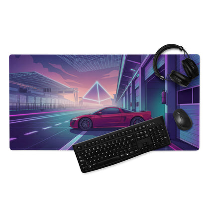Acura NSX Inspired Red Purple Vaporwave Gaming Mouse Pad – Neon Racetrack Garage Desk Mat, Retro Futuristic JDM Supercar Digital Artwork