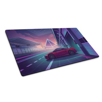 Acura NSX Inspired Red Purple Vaporwave Gaming Mouse Pad – Neon Racetrack Garage Desk Mat, Retro Futuristic JDM Supercar Digital Artwork