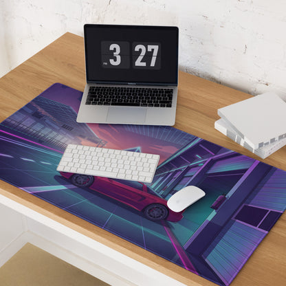Acura NSX Inspired Red Purple Vaporwave Gaming Mouse Pad – Neon Racetrack Garage Desk Mat, Retro Futuristic JDM Supercar Digital Artwork