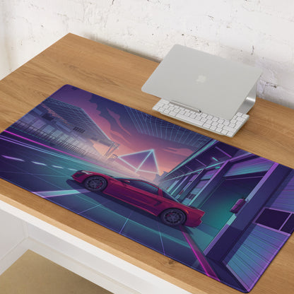 Acura NSX Inspired Red Purple Vaporwave Gaming Mouse Pad – Neon Racetrack Garage Desk Mat, Retro Futuristic JDM Supercar Digital Artwork