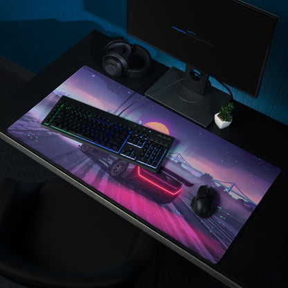 Czinger 21C Inspired Black Pink Vaporwave Gaming Mouse Pad – Neon City Sunset Desk Mat, Retro Futuristic Cyber Racing Digital Hypercar Art