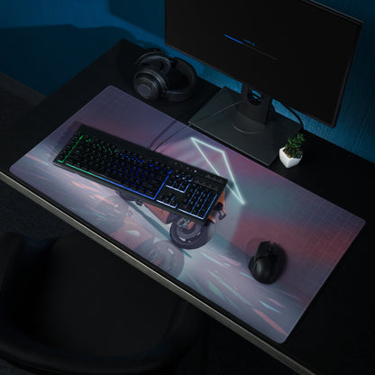KTM RC16 MotoGP Inspired Orange Vaporwave Gaming Mouse Pad – Neon Retro Garage Desk Mat, Moody Futuristic Superbike Digital Artwork