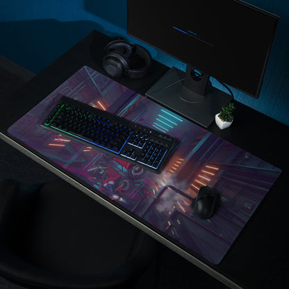 Honda CBR1000RR-R Fireblade Inspired Red Blue Vaporwave Gaming Mouse Pad – Neon Cyber Garage Desk Mat, Moody Futuristic Sportbike Digital Art
