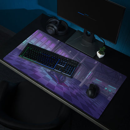 BMW S1000RR Inspired Green Purple Vaporwave Gaming Mouse Pad – Neon Cyber Garage Desk Mat, Retro Futuristic Sportbike Vector Art