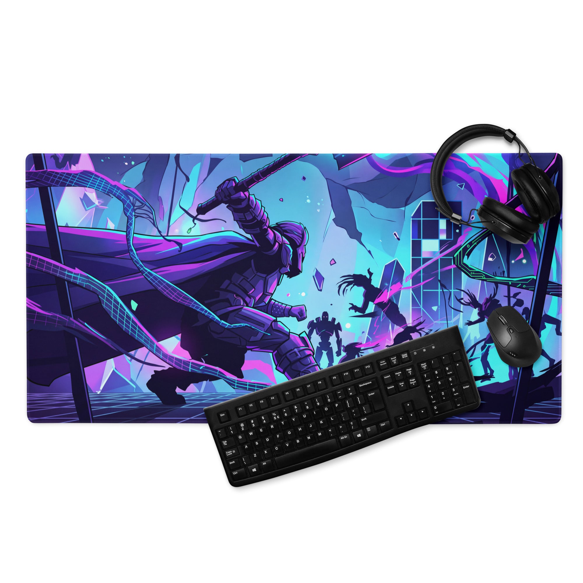 Vaporwave Neon Mouse Pad - Gaming Mouse Pad Neon Purple Blue Vaporwave Mood Nostalgic Futuristic Cyberpunk Desk Mat