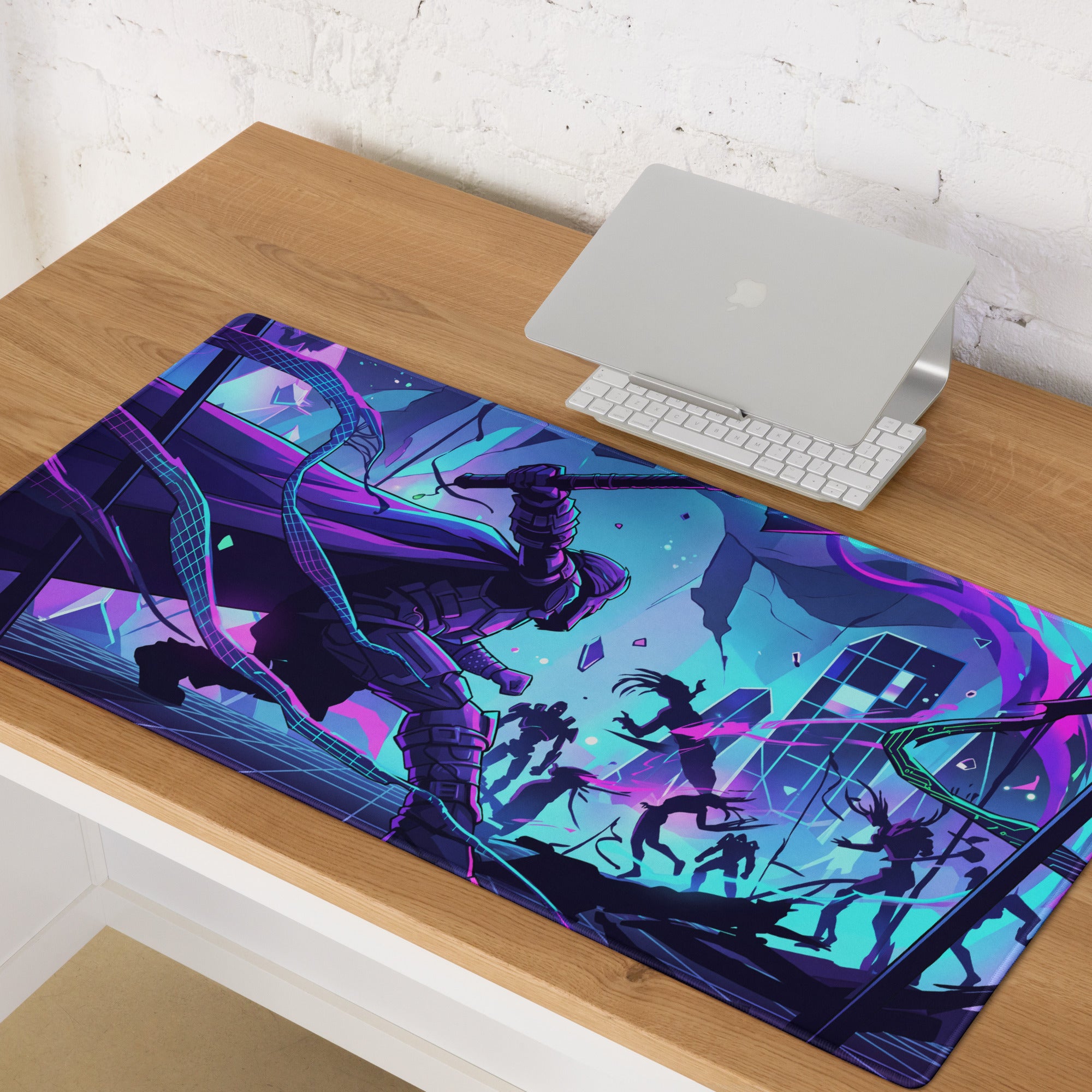 Vaporwave Neon Mouse Pad - Gaming Mouse Pad Neon Purple Blue Vaporwave Mood Nostalgic Futuristic Cyberpunk Desk Mat