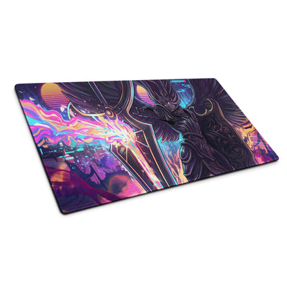 Vaporwave Neon Goddess Mouse Pad - Vaporwave Goddess Neon Purple Pink Gaming Setup Retro Futurism Cyberpunk Desk Digital