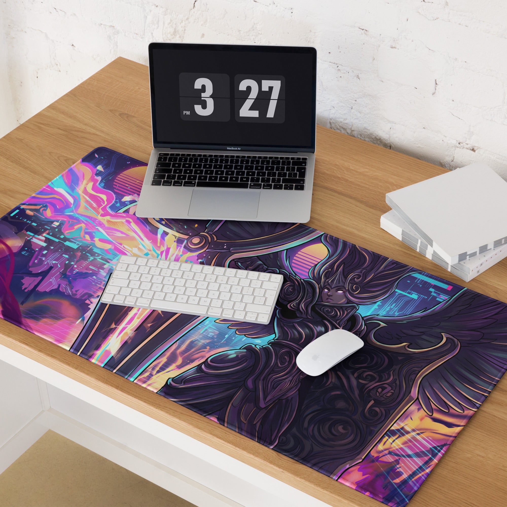 Vaporwave Neon Goddess Mouse Pad - Vaporwave Goddess Neon Purple Pink Gaming Setup Retro Futurism Cyberpunk Desk Digital