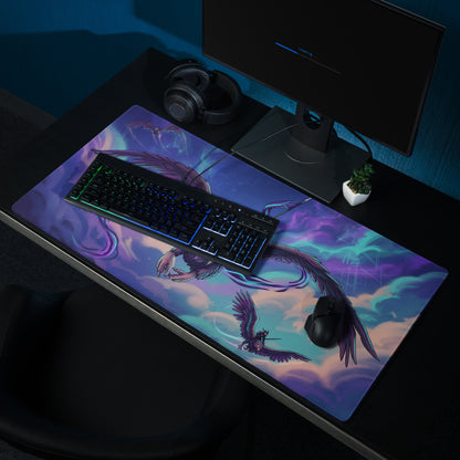 Vaporwave Phoenix Gaming Mouse Pad - Phoenix Purple Blue Pink Neon Gaming Desk Vaporwave Epic Retro Futurism Digital Art