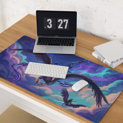 Vaporwave Phoenix Gaming Mouse Pad - Phoenix Purple Blue Pink Neon Gaming Desk Vaporwave Epic Retro Futurism Digital Art