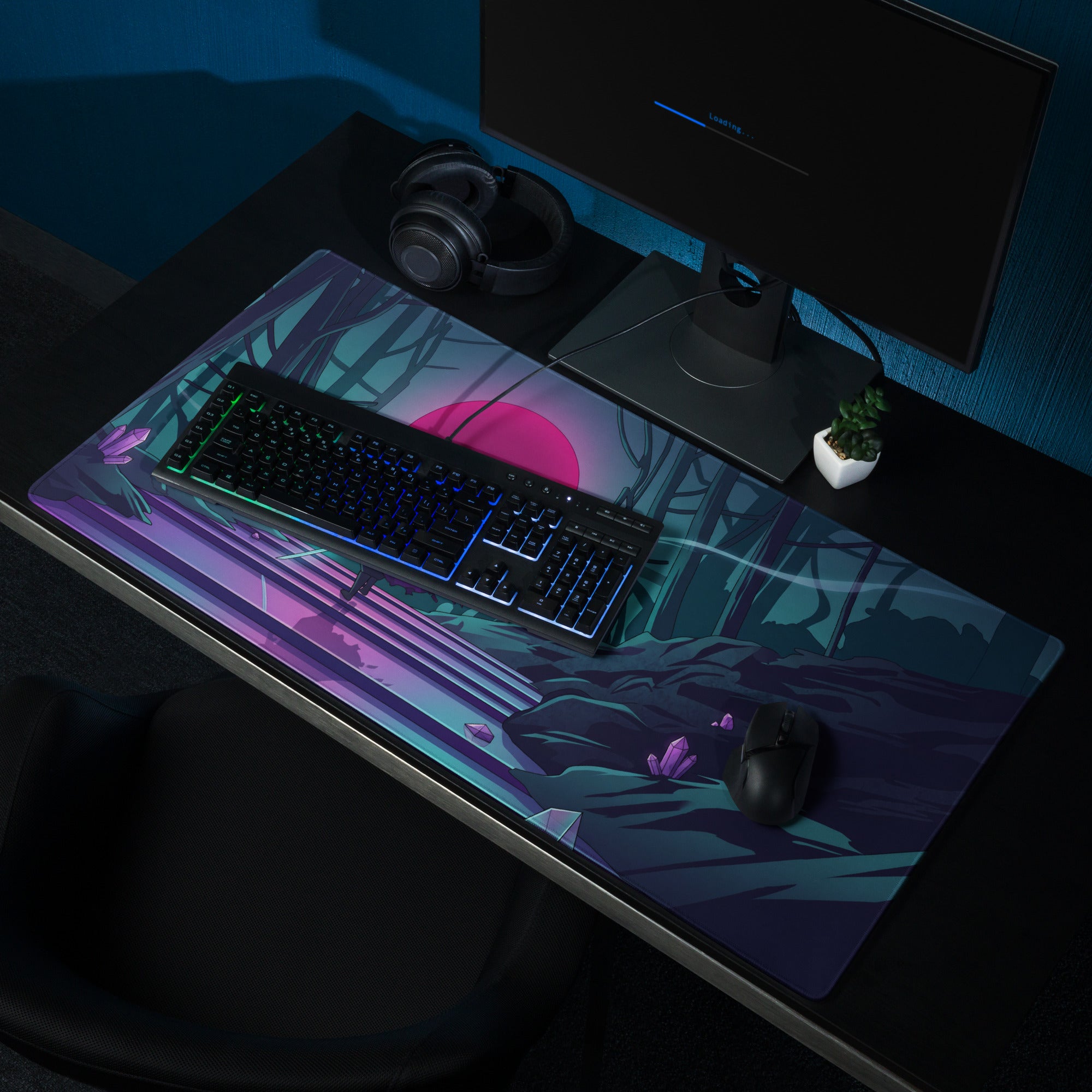 Vaporwave Neon Forest Mouse Pad - Mouse Pad Neon Pink Purple Desk Gaming Cyberpunk Dreamy Nostalgic Retro Aesthetic