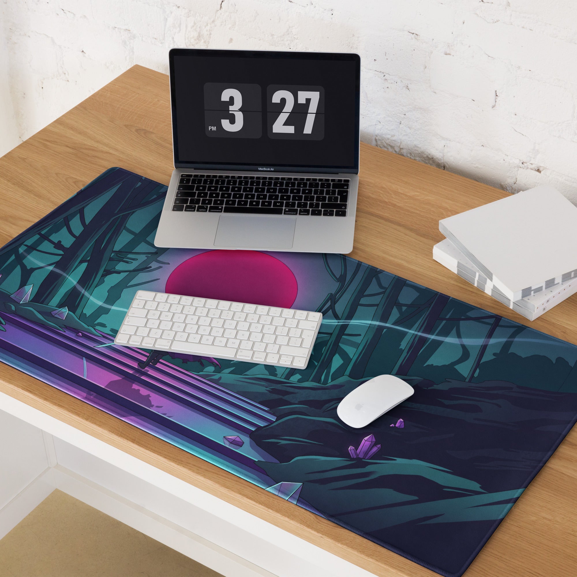 Vaporwave Neon Forest Mouse Pad - Mouse Pad Neon Pink Purple Desk Gaming Cyberpunk Dreamy Nostalgic Retro Aesthetic