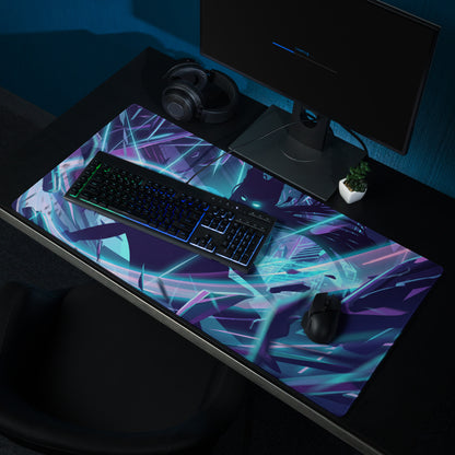Neon vaporwave night pad pro gaming mouse pad with vibrant purple and teal neon abstract glowing lines design