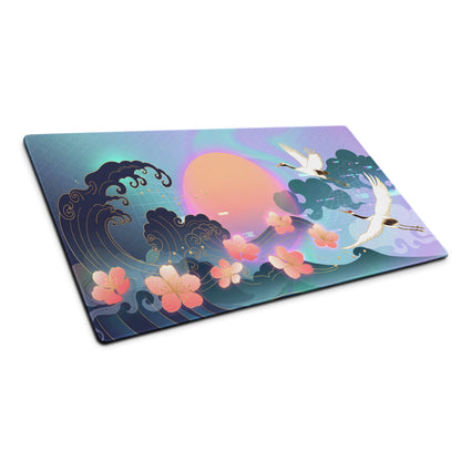 Vaporwave Neon Sakura Mouse Pad - Mouse Pad Neon Purple Turquoise Vaporwave Nostalgia Aesthetic Desk Digital Art