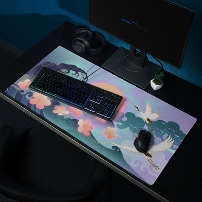 Vaporwave Neon Sakura Mouse Pad - Mouse Pad Neon Purple Turquoise Vaporwave Nostalgia Aesthetic Desk Digital Art