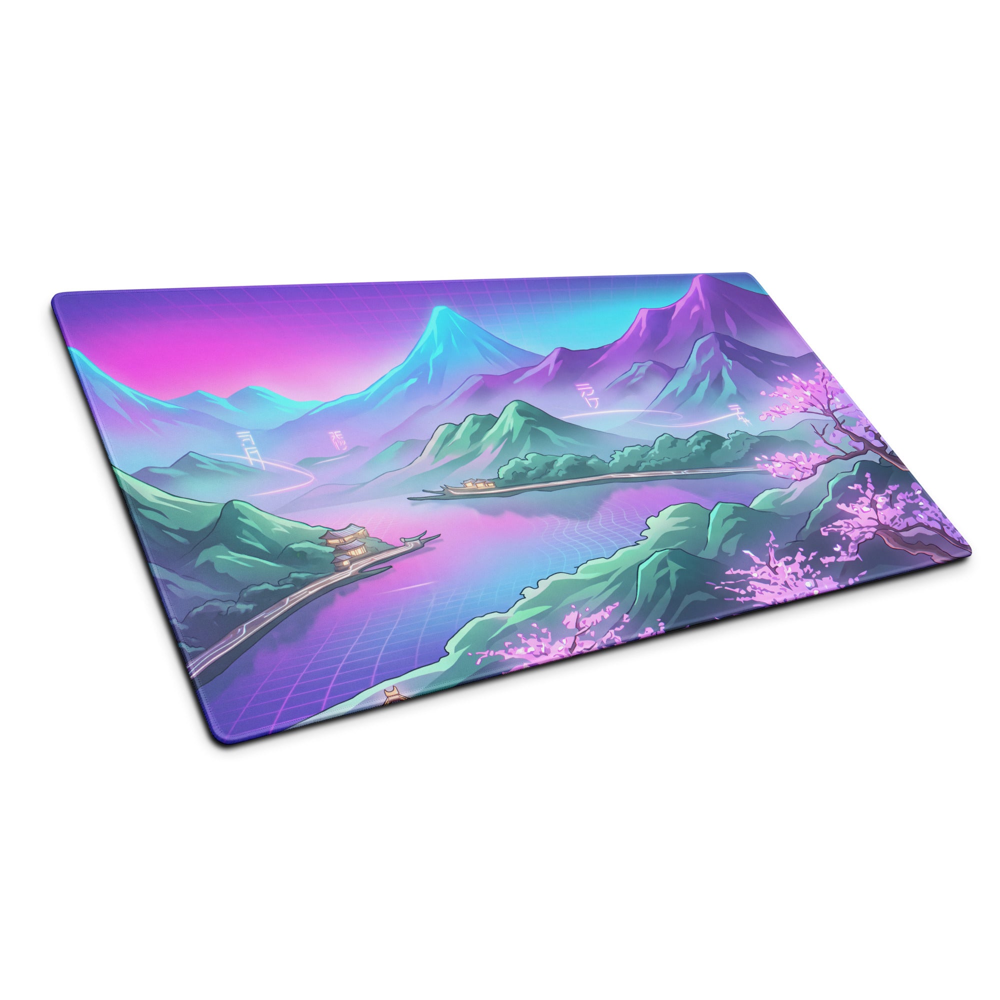 Vaporwave Mountain Mirage Mouse Pad - Vaporwave Mouse Pad Purple Pink Blue Gaming Retrofuturism Neon Mood Artwork