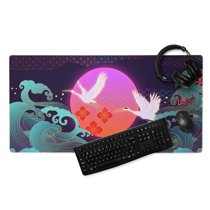 Vaporwave Moonrise Mouse Pad - Mouse Pad Purple Pink Blue Gaming Vaporwave Dreamy Neon Mood Modern Desk Decor Digital