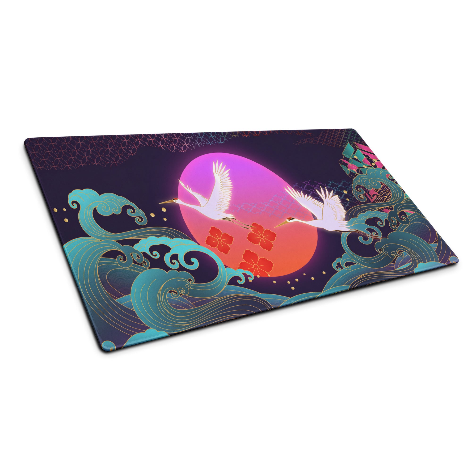 Vaporwave Moonrise Mouse Pad - Mouse Pad Purple Pink Blue Gaming Vaporwave Dreamy Neon Mood Modern Desk Decor Digital