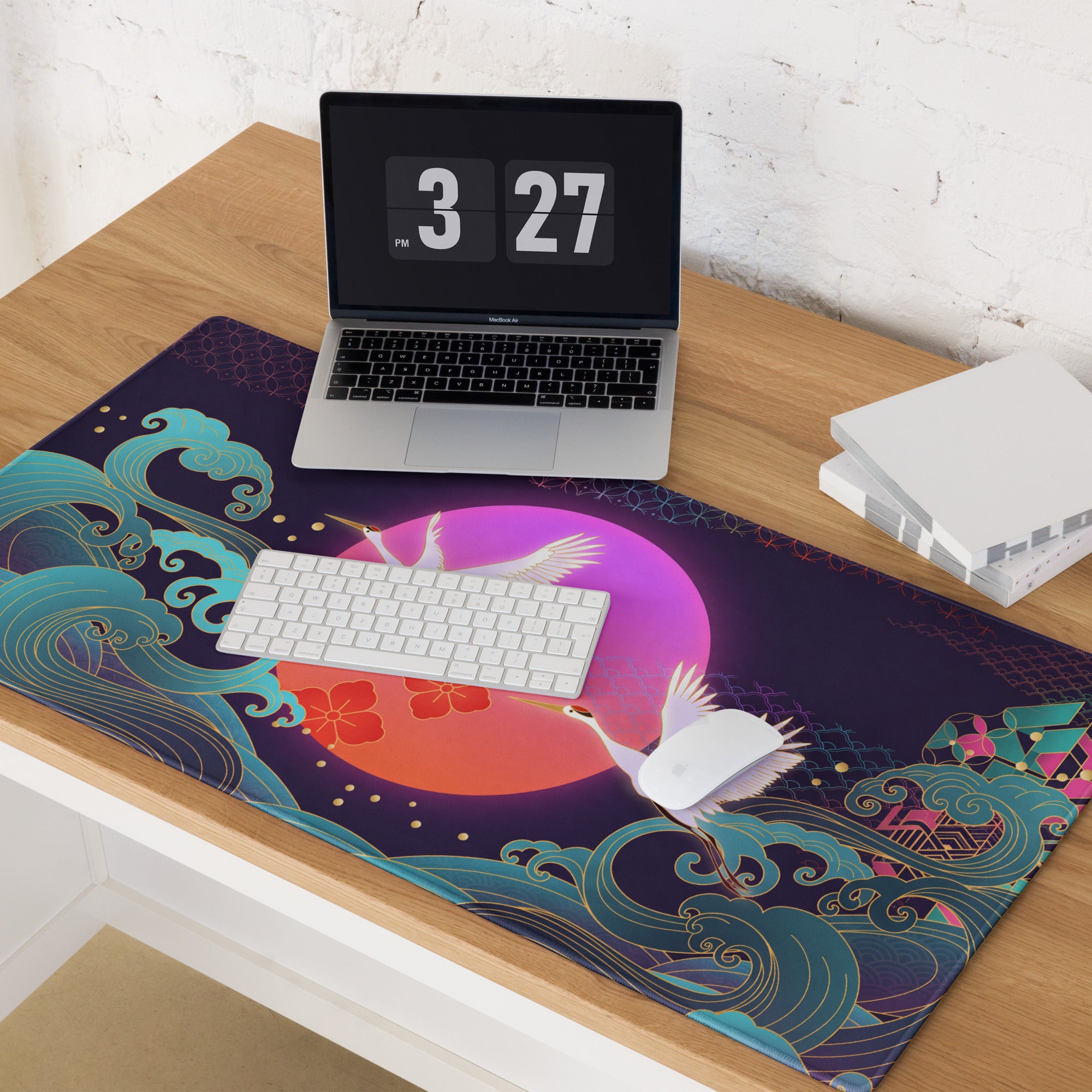 Vaporwave Moonrise Mouse Pad - Mouse Pad Purple Pink Blue Gaming Vaporwave Dreamy Neon Mood Modern Desk Decor Digital