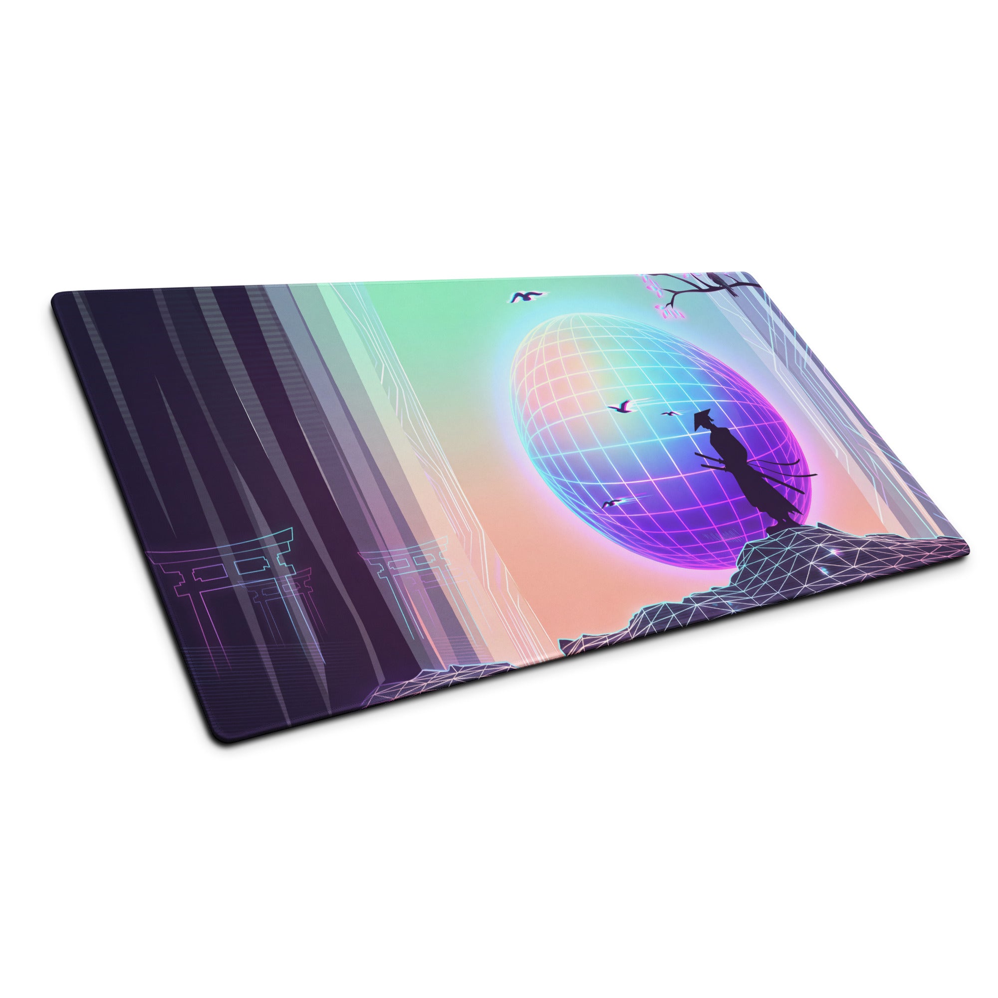 Vaporwave Neon World Mouse Pad - Mouse Pad Neon Pink Blue Desk Setup Vaporwave Dreamy Nostalgic Futurism Mat