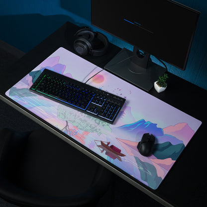 Vaporwave Sunset Mountain Mouse Pad - Mouse Pad Purple Desk Vaporwave Dreamy Mood Gaming Desk Digital Art
