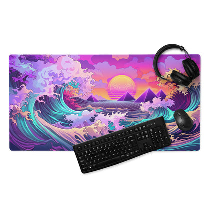 Vaporwave Neon Ocean Mouse Pad - Mouse Pad Neon Purple Pink For Gaming Vaporwave Dreamy Neon Mood Retro Decor Digital Art