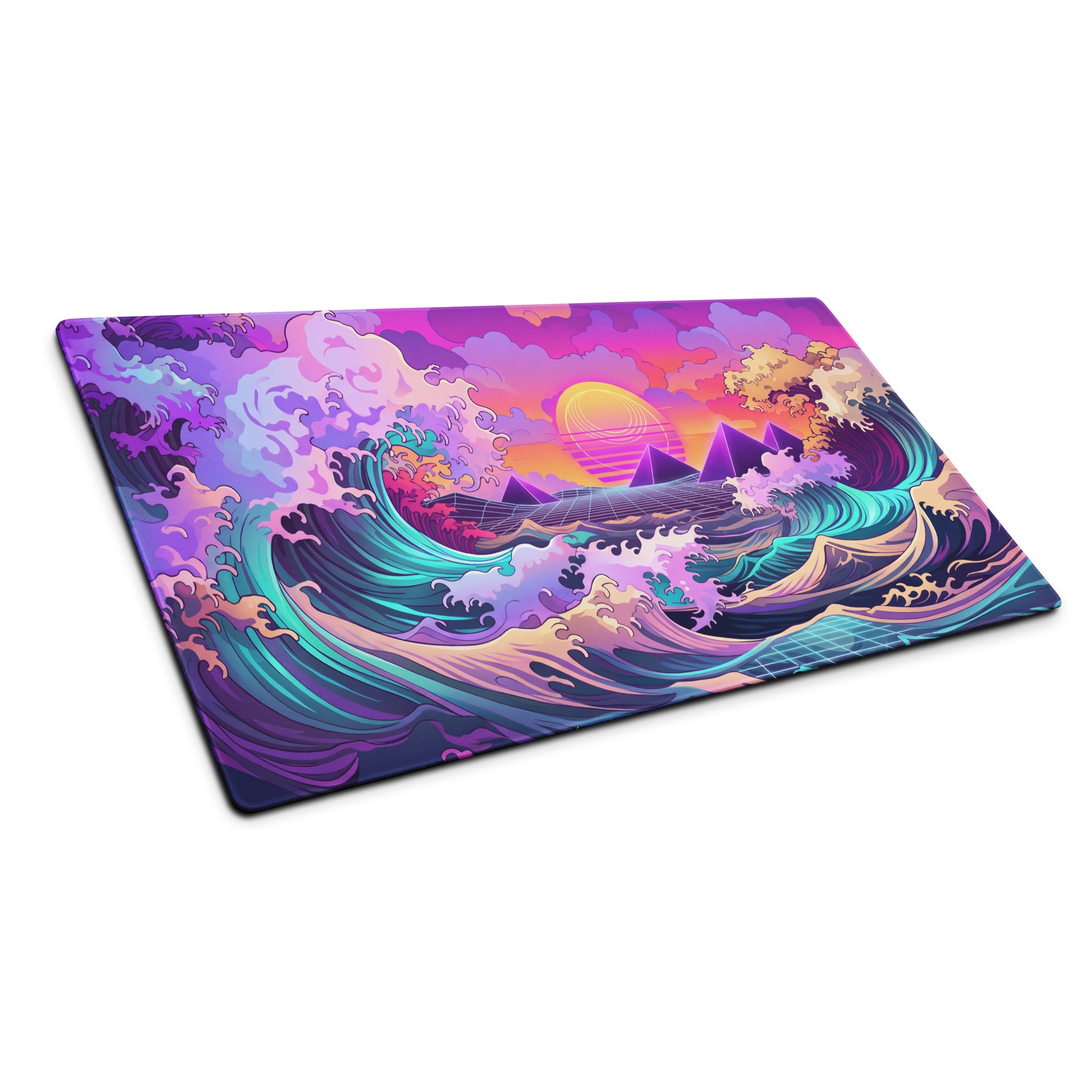 Vaporwave Neon Ocean Mouse Pad - Mouse Pad Neon Purple Pink For Gaming Vaporwave Dreamy Neon Mood Retro Decor Digital Art