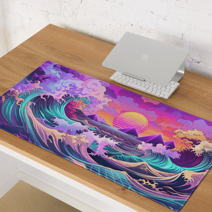 Vaporwave Neon Ocean Mouse Pad - Mouse Pad Neon Purple Pink For Gaming Vaporwave Dreamy Neon Mood Retro Decor Digital Art