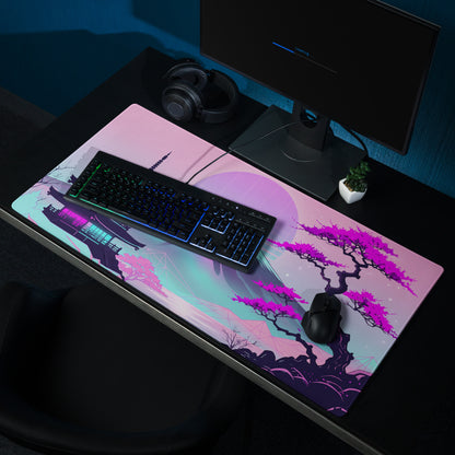 Vaporwave Neon Fuji Pad - Vaporwave Gaming Mouse Pad Pink Purple Gradient Dreamy Mood Neon Decor Digital Art