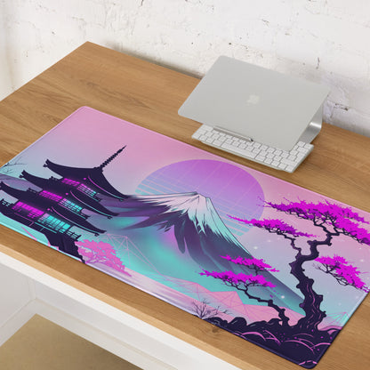 Vaporwave Neon Fuji Pad - Vaporwave Gaming Mouse Pad Pink Purple Gradient Dreamy Mood Neon Decor Digital Art