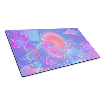 Vaporwave Sunset Koi Gaming Mouse Pad - Gaming Mouse Pad Purple Pink Gradient Desk Setup Vaporwave Dreamy Neon Retro Futurism Koi Digital Art