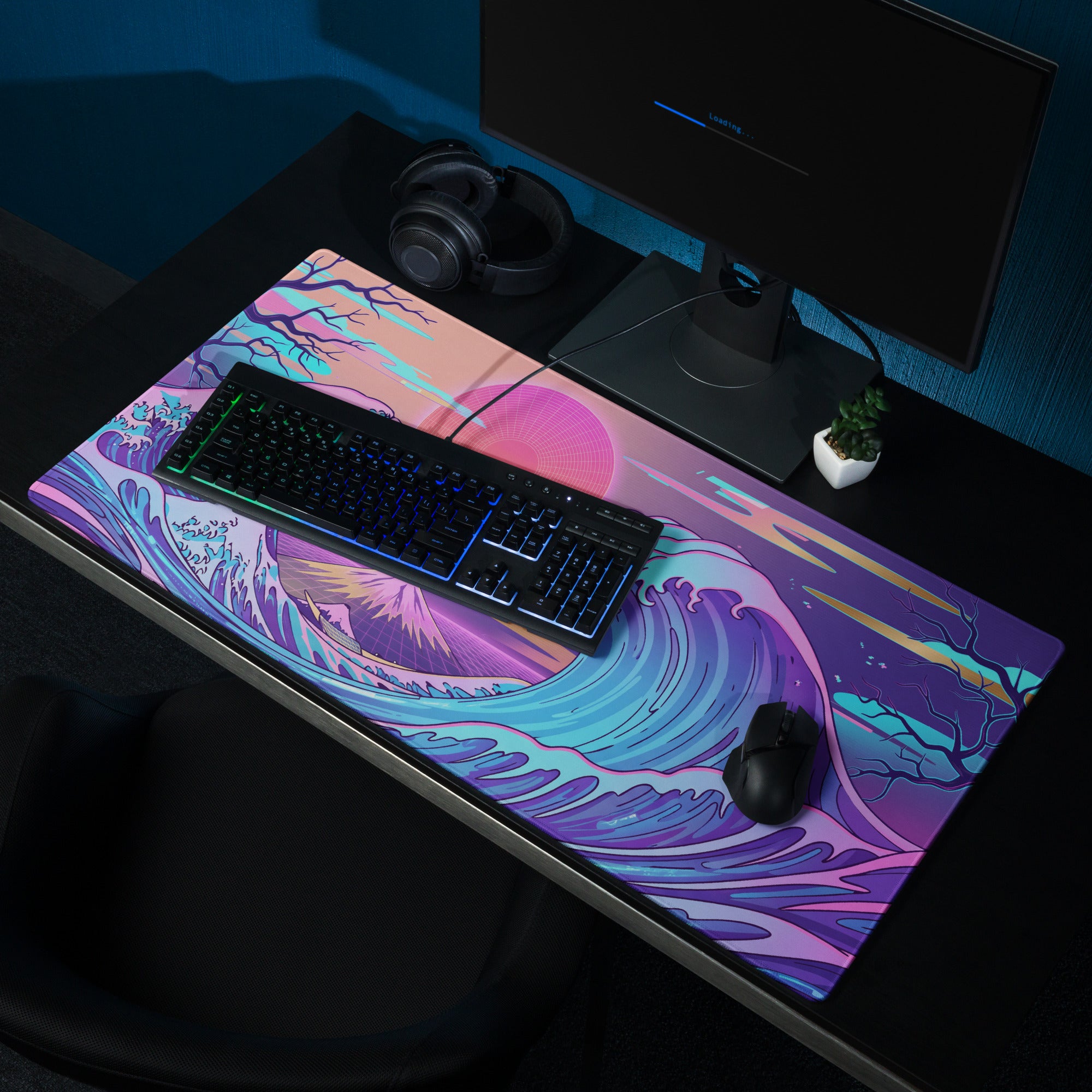 Vaporwave Pink Purple Teal Mouse Pad - Mouse Pad Pink Purple Teal Vaporwave Dreamy Mood Retro Futurism Digital Art