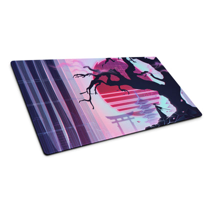 Vaporwave Neon Mouse Pad - Mouse Pad Pink Purple Neon Gaming Desk Vaporwave Neon Retro Mood Non Slip Large Digital Print