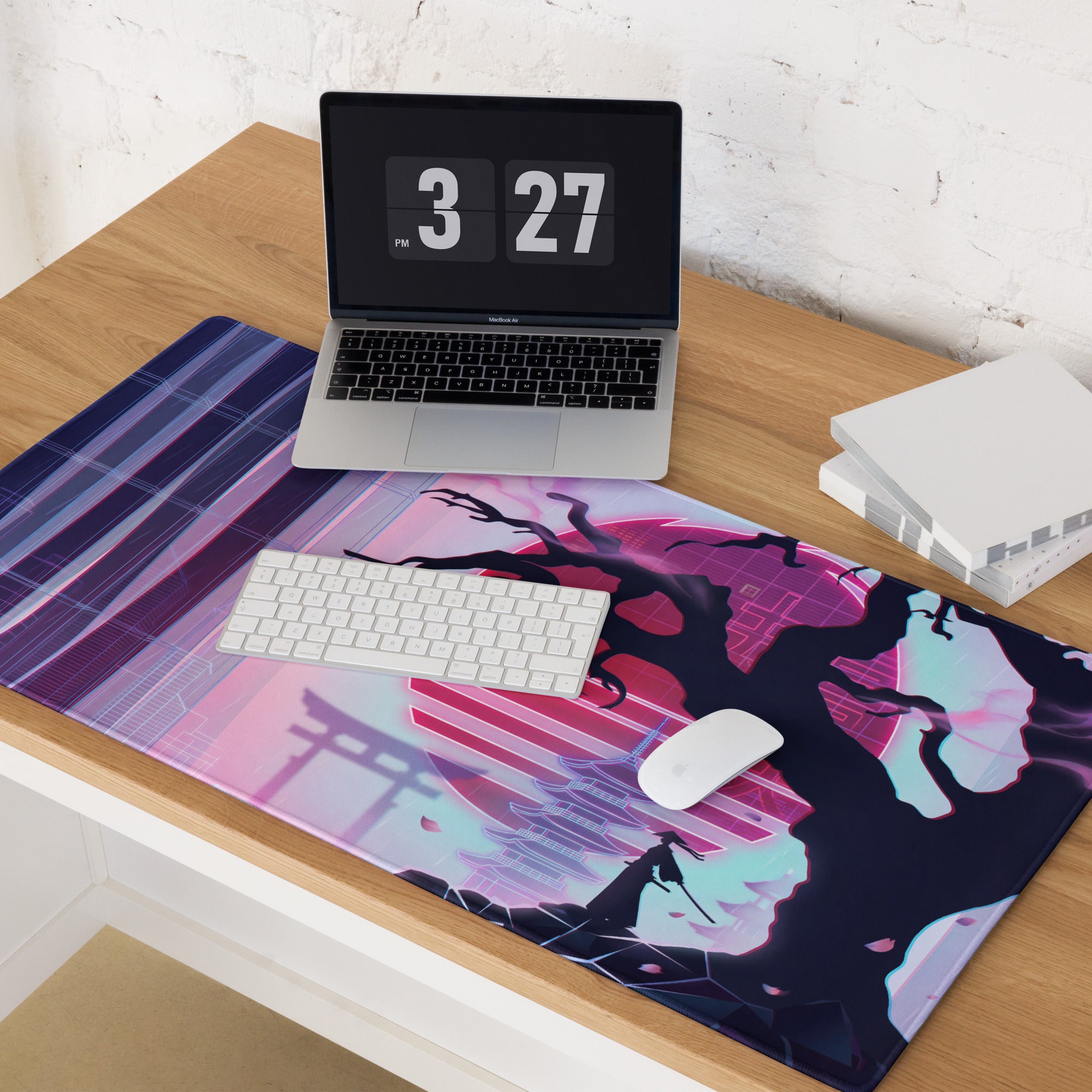 Vaporwave Neon Mouse Pad - Mouse Pad Pink Purple Neon Gaming Desk Vaporwave Neon Retro Mood Non Slip Large Digital Print
